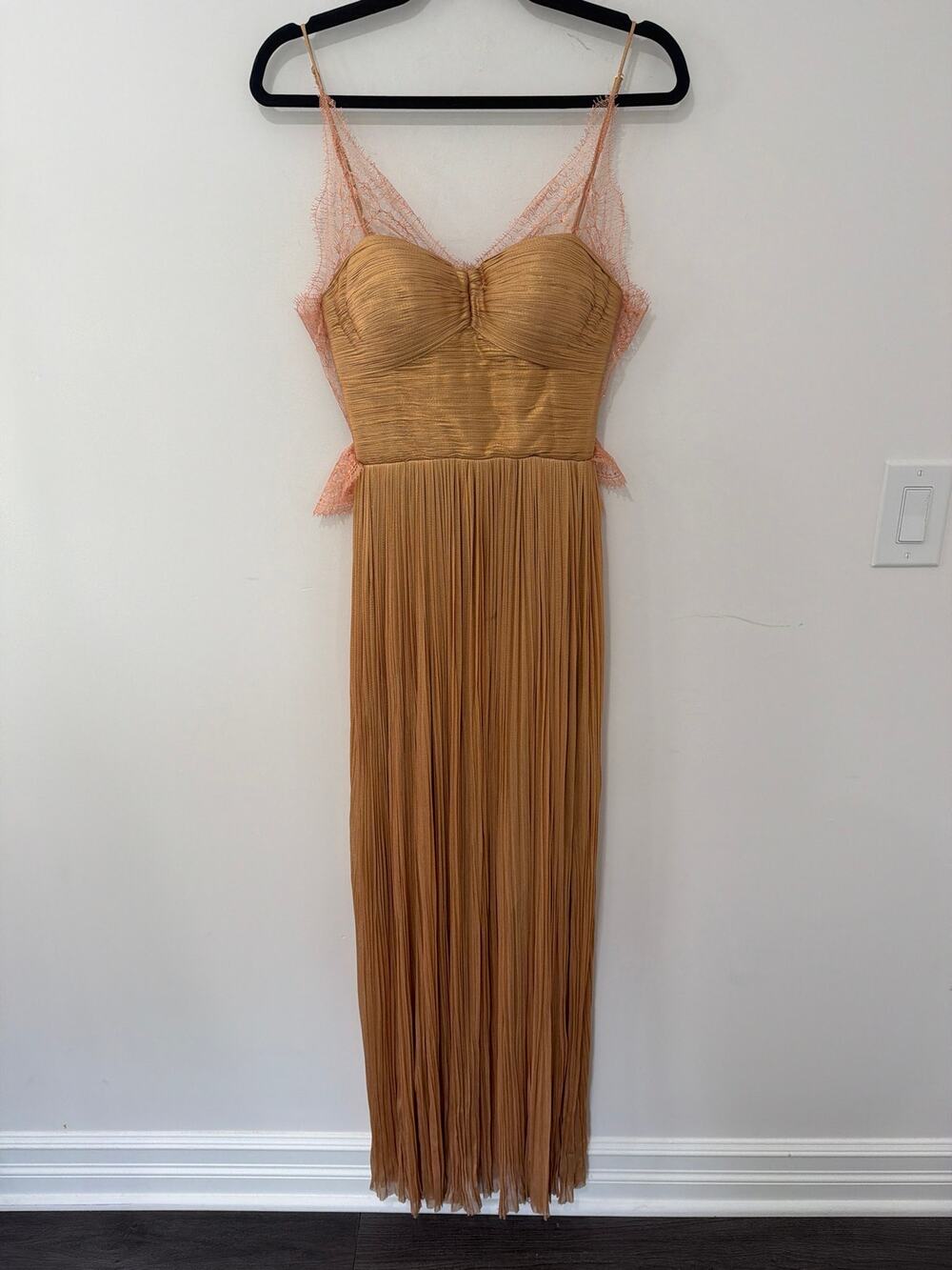 Maria Lucia Hohan Dress Silk Metallic Gold Lace Size 36(S)